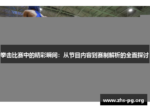 拳击比赛中的精彩瞬间：从节目内容到赛制解析的全面探讨